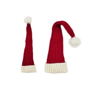 Klassisk rød nissehue med hvid kant og hvid pompon, 65 cm lang